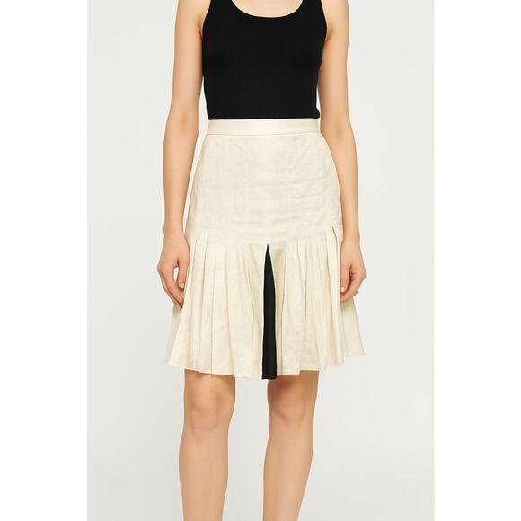 Stella McCartney Silk Mini Skirt Cream Pleated Small Quiet Luxury Old Money Chic - Picture 1 of 15